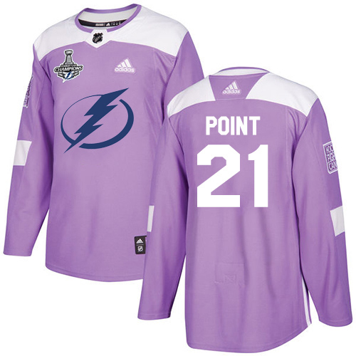 Adidas Tampa Bay Lightning 21 Brayden Point Purple Authentic Fights Cancer Youth 2020 Stanley Cup Champions Stitched NHL Jersey